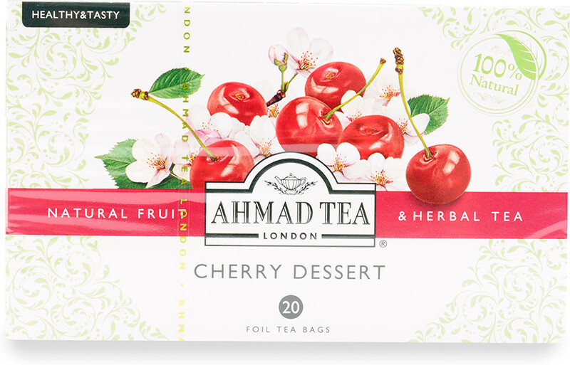 Чай Ahmad Tea Cherry Dessert травяной с вишней и шиповником 20 пакетиков по 2 г