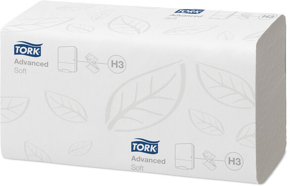Полотенца H3 Tork Advanced сложение ZZ, 200 листов, 23Х23 см, 2 слойные белые, 0.44кг