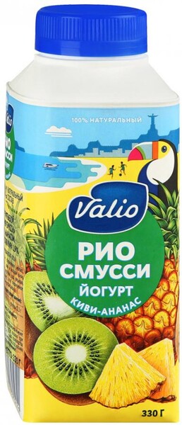 Йогурт питьевой Valio Рио смусси с киви и ананасом 1.9% 330 г