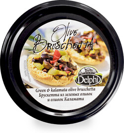 Брускетта Delphi из зеленых оливок и оливок Каламата 230г