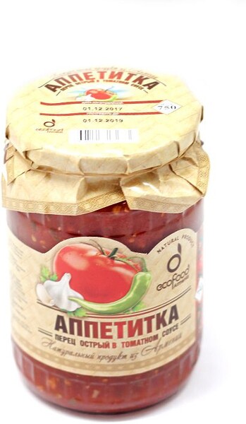 Перец острый EcoFood Аппетитка в томатном соусе, 750 г