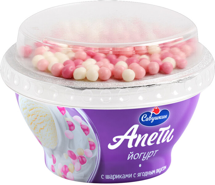 Йогурт Апети Пломбир ягодный с рисовыми шариками 5% 105г