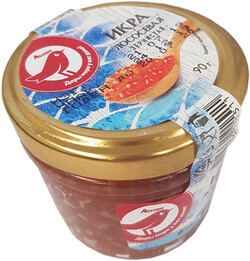 Икра лососевая Auchan Красная Птица зернистая соленая горбуша, 90 г