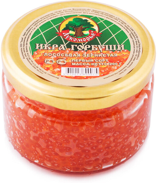 Икра горбуши лососевая «Лукоморье» зернистая, 200 г