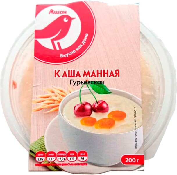 Каша манная АШАН Гурьевская, 200 г