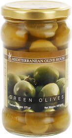 Оливки  зелёные Mediterranean Olive House, 300 г стекло Греция