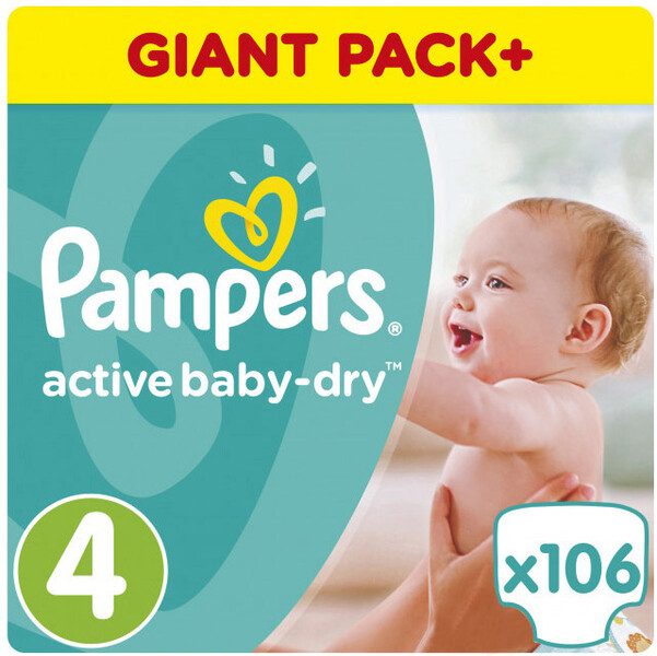 Подгузники Pampers Active Baby-Dry 4 (9–14 кг) 106 шт