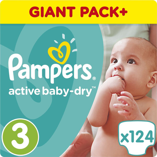 Подгузники Pampers Active Baby-Dry 3 midi 5-9 кг, 124 шт