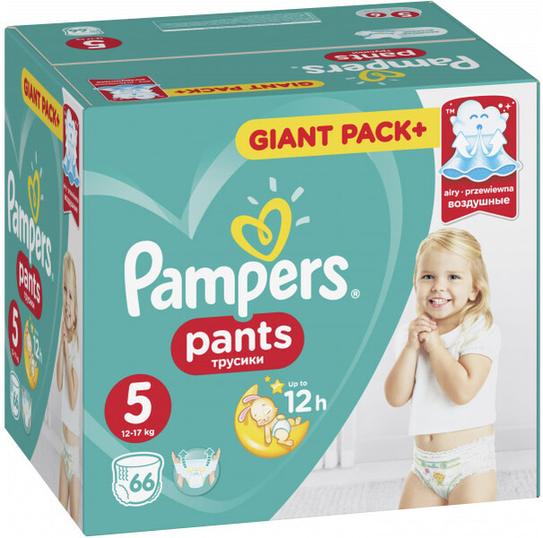 Подгузники-трусики Pampers Pants 5 (12-17 кг), 66 шт в г. Москва. Сравнение  цен и скидки в каталоге FoodsPrice