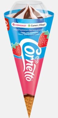 Мороженое Cornetto сливочное, с клубникой, 72 г