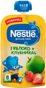Пауч Яблоко Клубника пюре с 6 месяцев