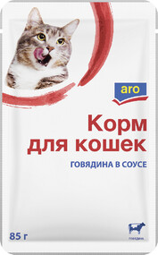 Корм для кошек Aro говядина в соусе, 85г