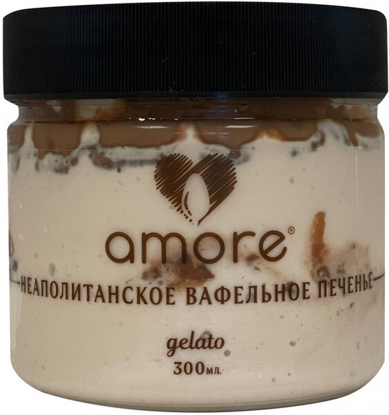 Мороженое молочное Amore Неаполитанское вафельное печенье, 300 мл