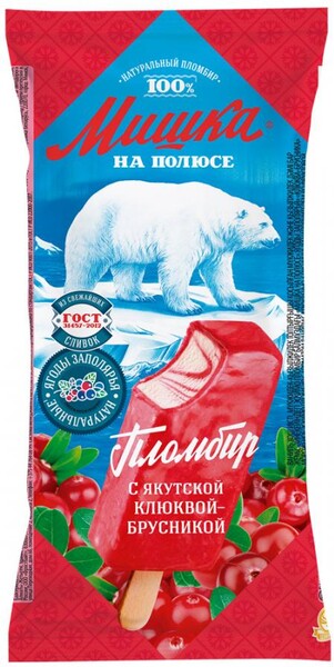 Мороженое Мишка на Полюсе Эскимо Клюква и Брусника 12% 75г