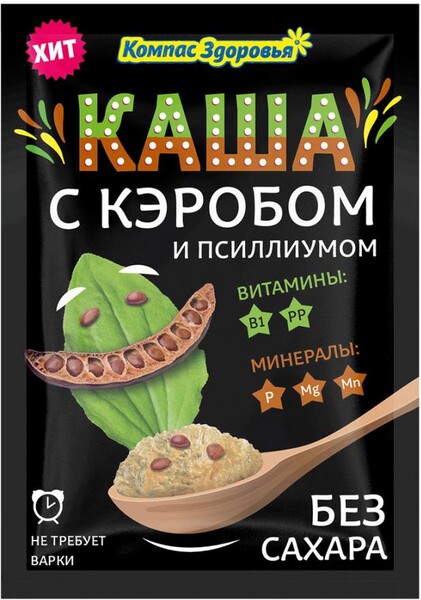 Каша заварная овсяная с кэробом и псиллиумом Компас здоровья, 30 г