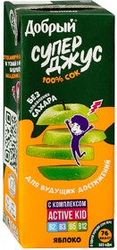 Сок Добрый яблочный Active kid обогащенный витаминным комплексом 0.2 л