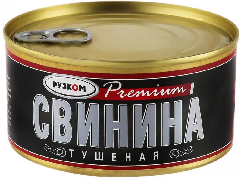 Свинина Рузком тушеная высший сорт Премиум , 325 гр, Жестяная банка