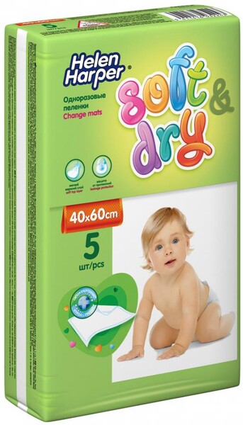 Пеленки Helen Harper детские впитывающие Soft&Dry 40х60 5 штук
