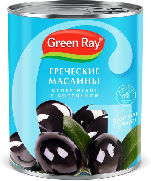 Маслины Green Ray с косточкой, 850 мл