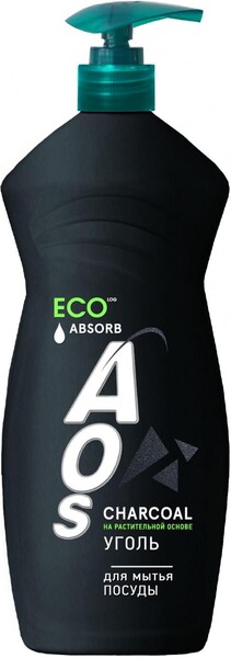 Средство для мытья посуды Aos Eco Absorb на растительной основе «Уголь», 650 г