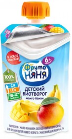 БЗМЖ Биотворог ФрутоНяня манго/банан 4.2% 90г д/п