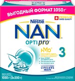 Молочко NAN 3 Optipro, с 12 месяцев, 1050г