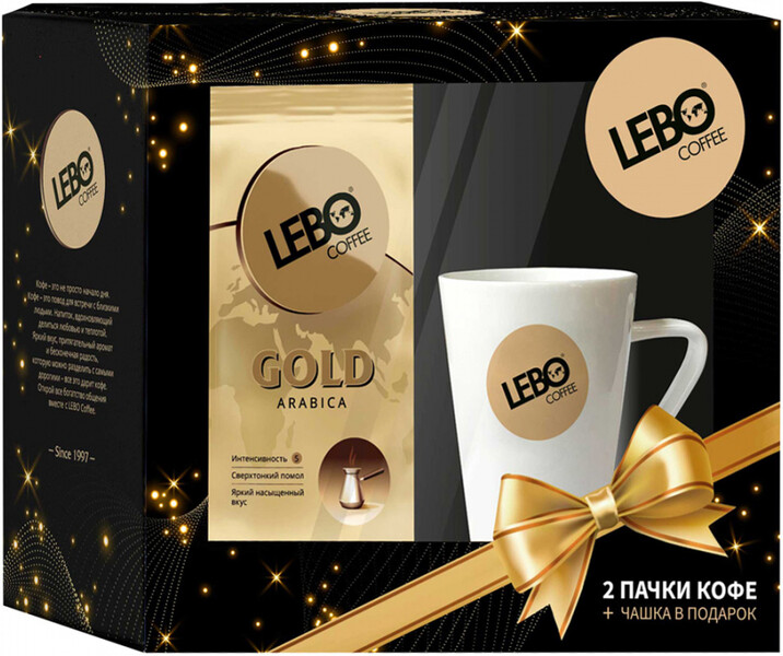 Кофе Lebo Подарочный набор Кофе Gold 200 гр. молотый д/тур.*2 пач.+ кружка 330 мл., картон (4)