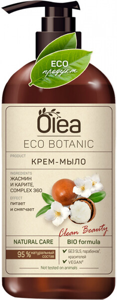 Крем-мыло Olea Eco Botanic жасмин и карите флакон 450 мл