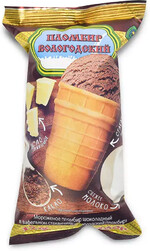 Мороженое Вологодский пломбир Пломбир шоколадный в вафельном стаканчике 100 г