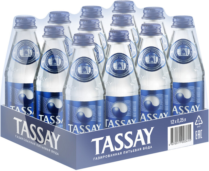 Вода питьевая TASSAY газированная ст/б, 0,25л