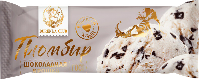 Мороженое BURENKA CLUB пломбир полено шоколадный 400 г БЗМЖ