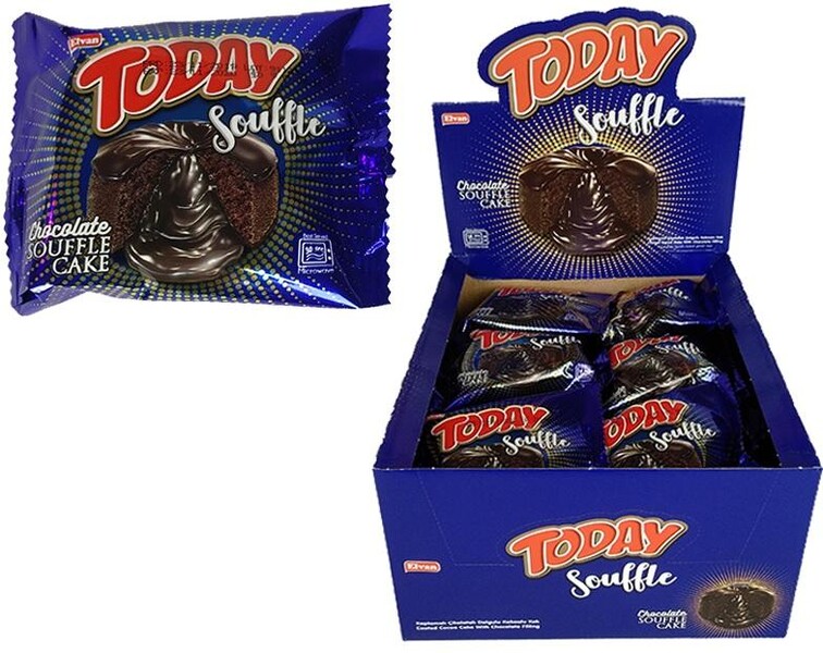 Кекс с какао в глазури с начинкой со вкусом шоколада Today Souffle Cake With Chocolate, 50 гр., флоу-пак