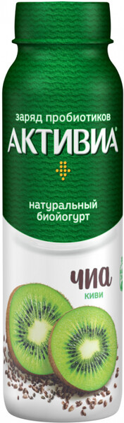 Биойогурт питьевой АктиБио 260г 2,1% киви/семена чиа бутылка