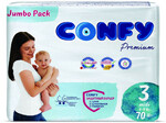 Подгузники детские CONFY Premium Midi, размер 3 (4-9 кг), Jumbo упаковка (70 шт.)
