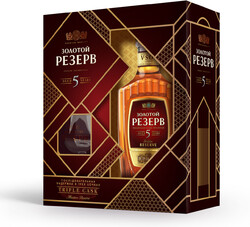 Коньяк «Золотой Резерв» 5 звезд Россия, 0,5 л + бокал