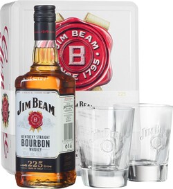Виски JIM BEAM зерновой бурбон 40%, п/у + 2 стакана, 0.7л США, 0.7 L