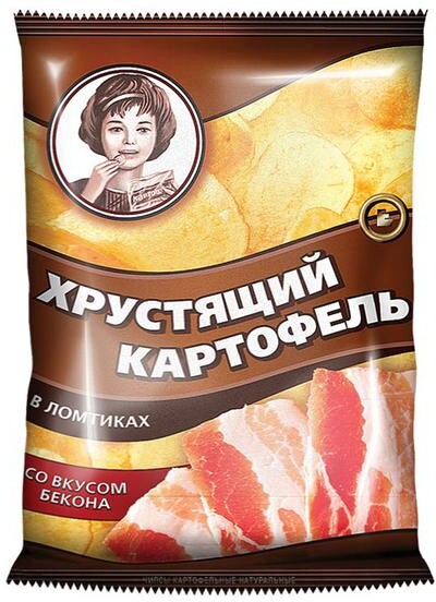 Чипсы со вкусом Бекона, Хрустящий Картофель, Русская картошка, 40 гр, пакет