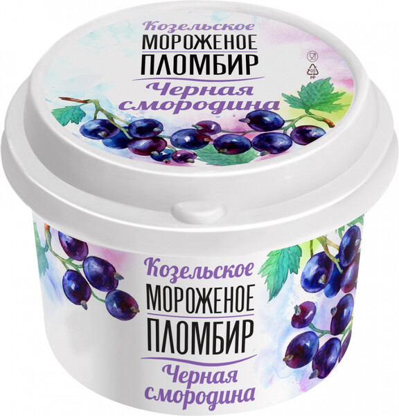 Мороженое Козельское Черная смородина пломбир в стаканчике 13.5% 150 г
