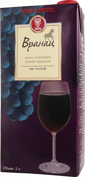 Вино Vranac красное сухое 9.1-13% 2л