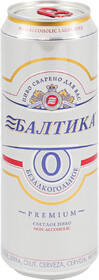 Пиво светлое безалкогольное БАЛТИКА 0, 0,5%, ж/б, 0.45л Россия, 0.45 L