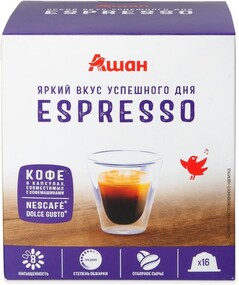 Кофе в капсулах АШАН ESPRESSO, 16 шт