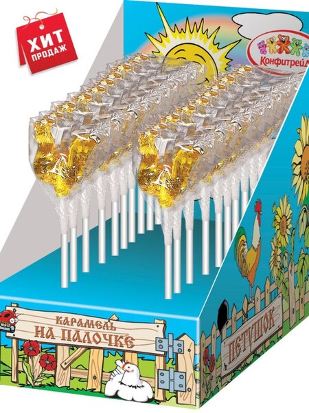 Карамель леденцовая фигурная на палочке Петушок, 15г.