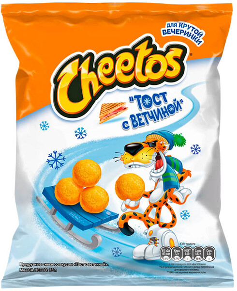 Кукурузные снеки CHEETOS вкус тост с ветчиной, 75г