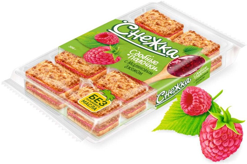 Палочки сдобные Дарлетто снежка с малиновым джемом, 308 гр., флоу-пак