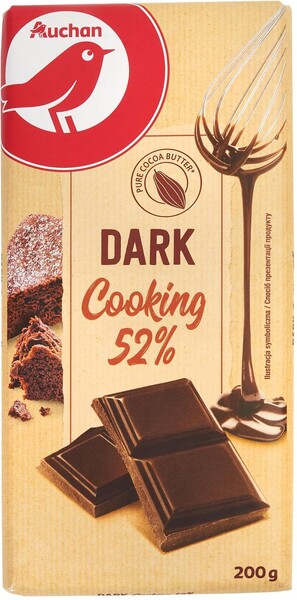 Шоколад кондитерский АШАН Красная птица темный 52% какао, 200 г