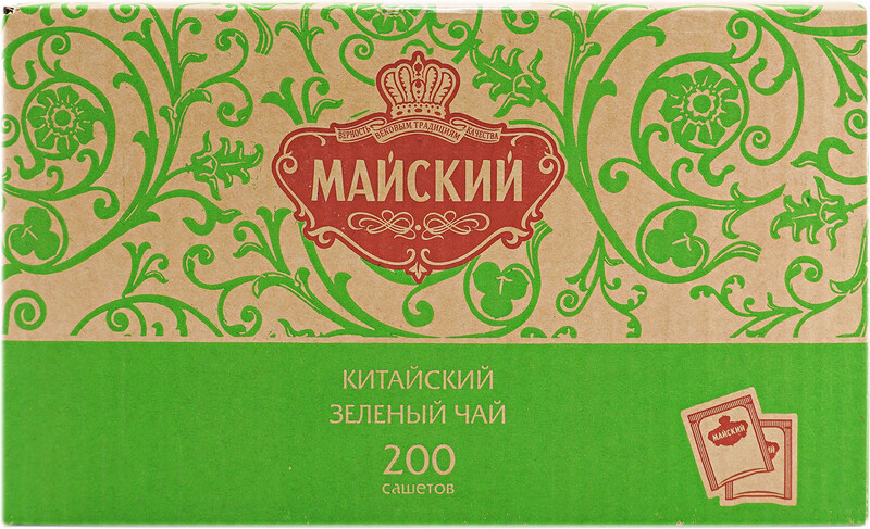 Чай Майский 200 сашет*2 гр. ЗЕЛЕНЫЙ (1 кор.)