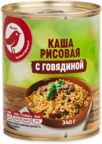 Каша АШАН Красная птица гречневая с говядиной, 340 г
