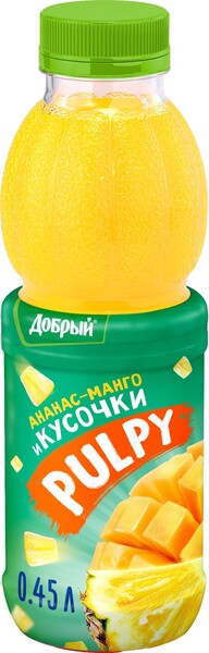 Сок Добрый Pulpy ананас манго с кусочками ананаса 0,45 л