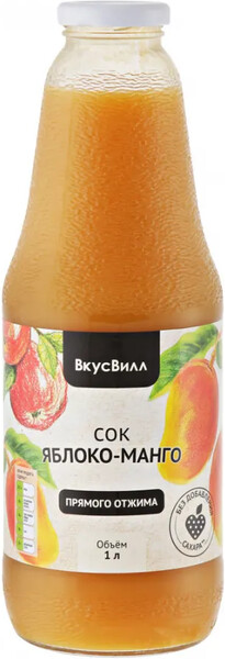 Сок ВкусВилл Яблоко Манго прямого отжима 1 л