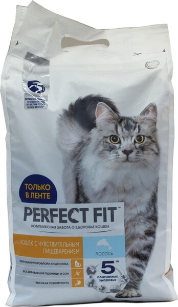 Корм сухой для взрослых кошек PERFECT FIT с лососем, для стерилизованных,  2,5кг, Россия, 2,5 кг